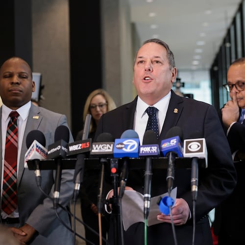 Douglas DePodesta, special agent in charge of the Chicago Field Office, speaks with reporters at the Dirksen Federal Courthouse in Chicago, Feb. 12, 2025. (Anthony Vazquez/Chicago Sun-Times via AP, File)