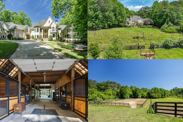 Featured just outside of Atlanta in the town of Milton, this massive mansion comes with its own ranch and its own vineyard.
Courtesy of Interluxe Auctions