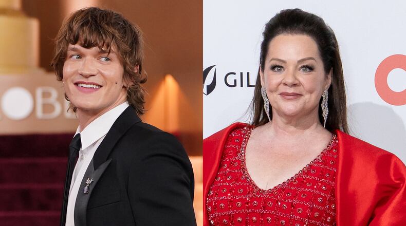 "Heated Rivalry" actor Connor Storrie (left) and comedic actor Melissa McCarthy are expected to join the film "Turpentine" set to film in metro Atlanta in May and June. (AP photos)