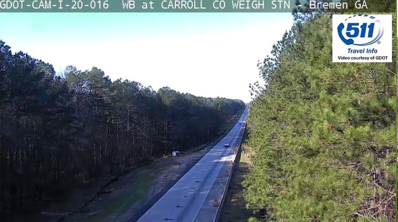 This stretch of I-20 eastbound in Carroll County saw multiple tractor-trailer crashes in a four-day span earlier this month. GEORGIA DEPARTMENT OF TRANSPORTATION