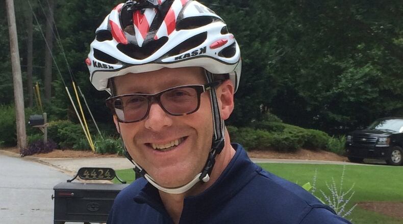 Mike Smith, a 47-year-old dad from Dunwoody, was forced to turn bare-knuckled pugilist during a bike ride in Sandy Springs. BILL TORPY / BTORPY@AJC.COM