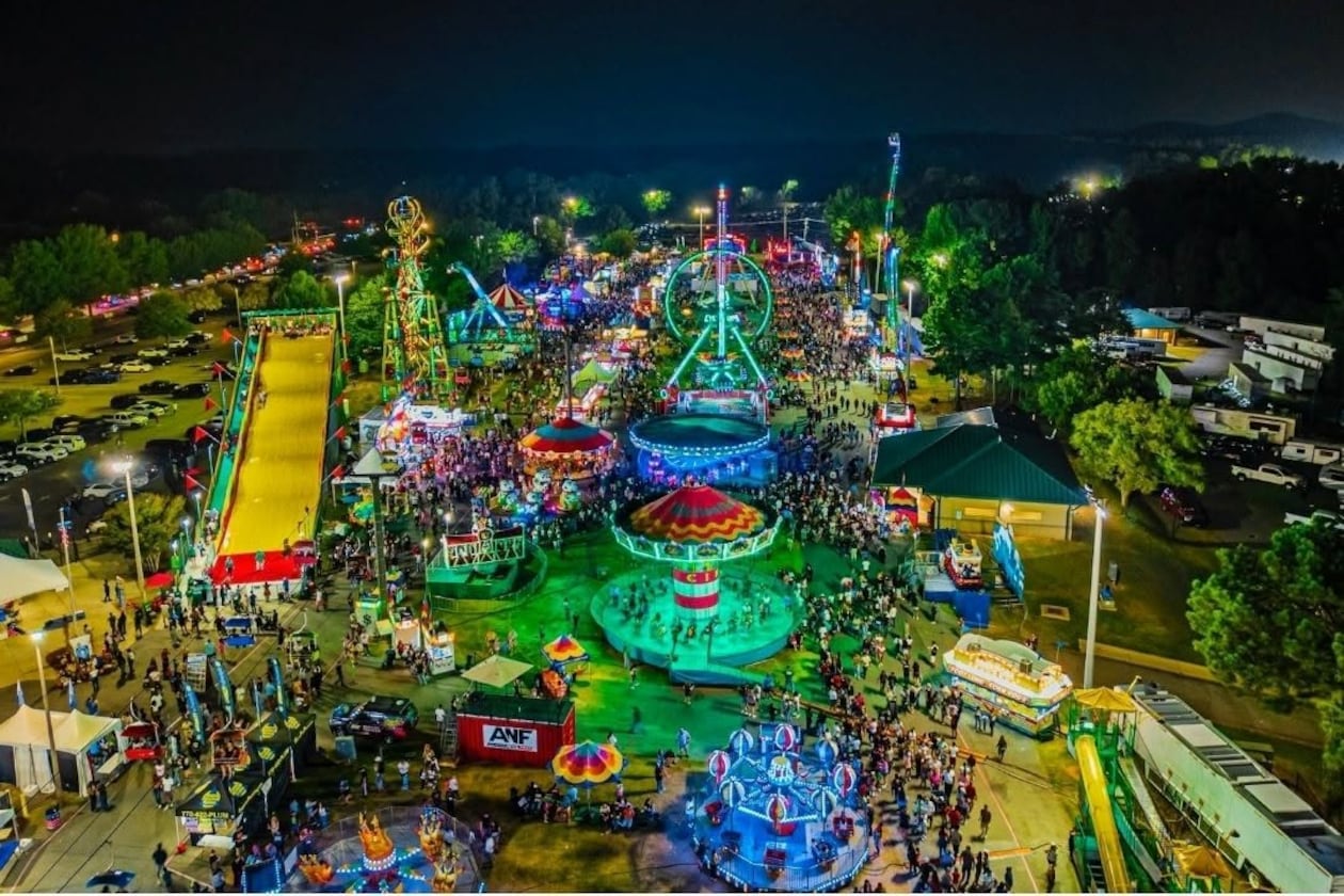 Fairs come alive at night with the glow of rides. (Courtesy of North Georgia State Fair)