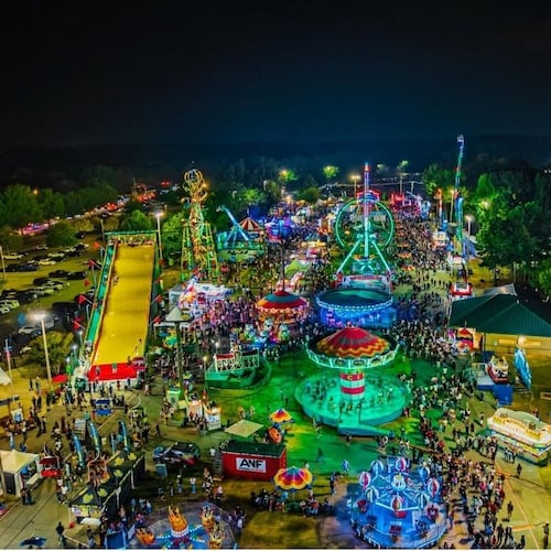 Fairs come alive at night with the glow of rides. (Courtesy of North Georgia State Fair)