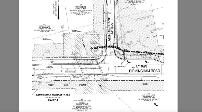 Milton will replace the "Middle Bridge" on Birmingham Road near Manor Trace. The existing bridge and roadway are expected to flood during a 100-year storm event. (Courtesy City of Milton)