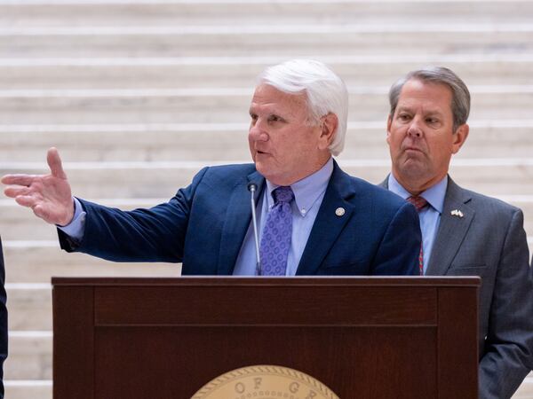 Georgia House Speaker Jon Burns (left) offered support for Gov. Brian Kemp's Pathways program that ties work and academic requirements to expanded health care coverage under Medicaid. Arvin Temkar/AJC