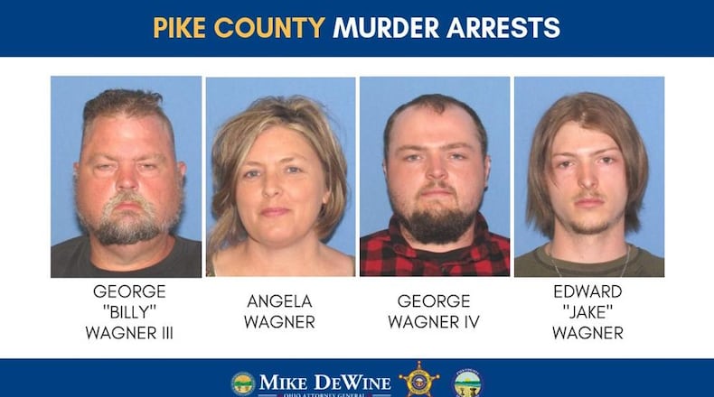 George “Billy” Wagner III, Angela Wagner George Wagner IV and Edward “Jake” Wagner were arrested in connection to the 2016 Rhoden family murders, according to the Ohio Attorney General’s Office.