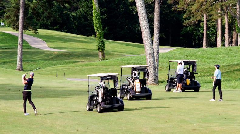 There was plenty of spacing between golfers during the Milton Martin Honda Classic Monday in Gainesville. (Steve Schaefer for the AJC)
