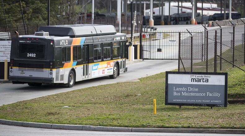 Former MARTA employee Shyanne Lord sued the agency in 2019 claiming that while she worked at the Laredeo Drive bus garage, pictured here, she endured sexual harassment from co-worker Ayodele Adenrele on a near-daily basis. After she lodged a formal complaint, she said MARTA discounted her claims and retaliated by transferring her to a less-desirable garage. The case has been settled for $575,000. (Alyssa Pointer / Alyssa.Pointer@ajc.com)