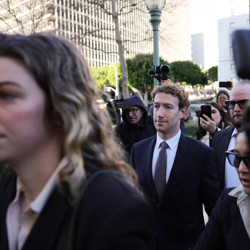 FILE - Meta CEO Mark Zuckerberg arrives for a landmark trial over whether social media platforms deliberately addict and harm children, Feb. 18, 2026, in Los Angeles. (AP Photo/Ryan Sun, File)
