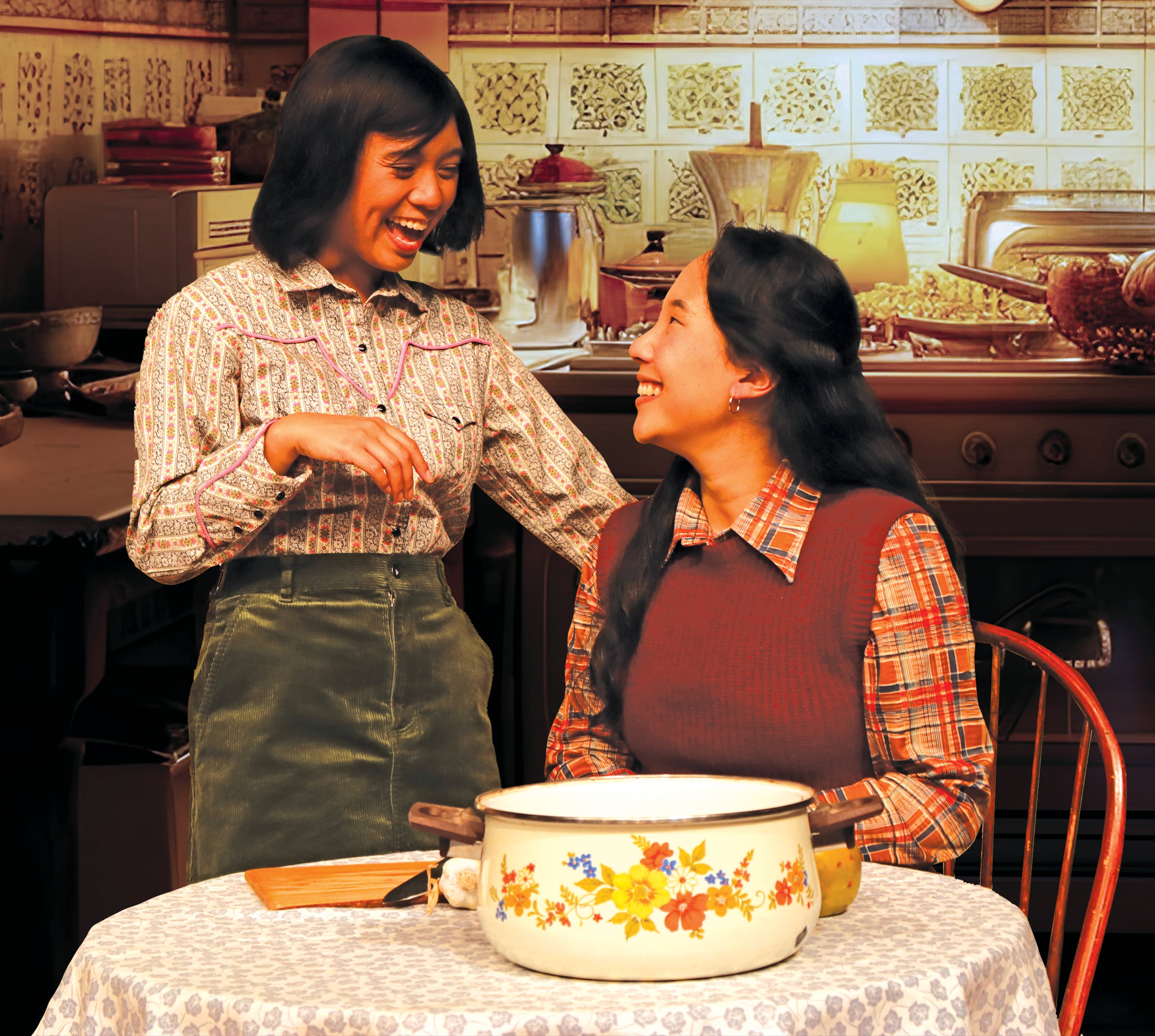 Two recently immigrated women, Luna (Jenine Florence Jacinto) and Jane (Michelle Pokopac), go from strangers to friends on Thanksgiving in Lloyd Suh’s tender comedy “The Heart Sellers.” (Courtesy of Horizon Theatre)