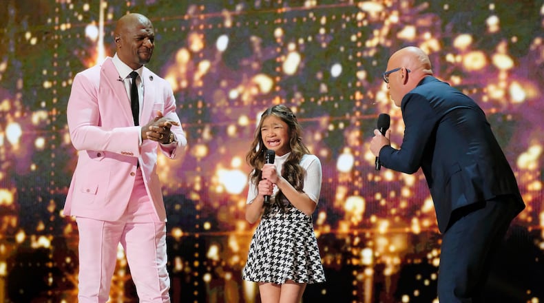 AMERICA'S GOT TALENT: THE CHAMPIONS -- "The Champions Three" Episode 103 -- Pictured: (l-r) Terry Crews, Angelica Hale, Howie Mandel -- (Photo by: Trae Patton/NBC)