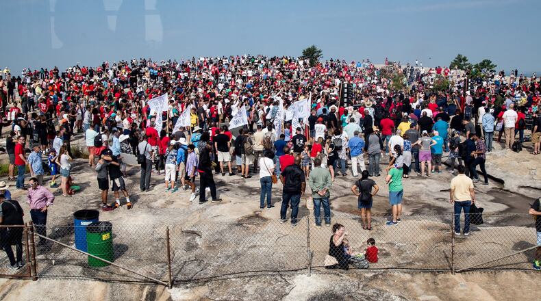Thousands of people participated in the OneRace event on top of Stone Mountain Saturday. STEVE SCHAEFER / SPECIAL TO THE AJC