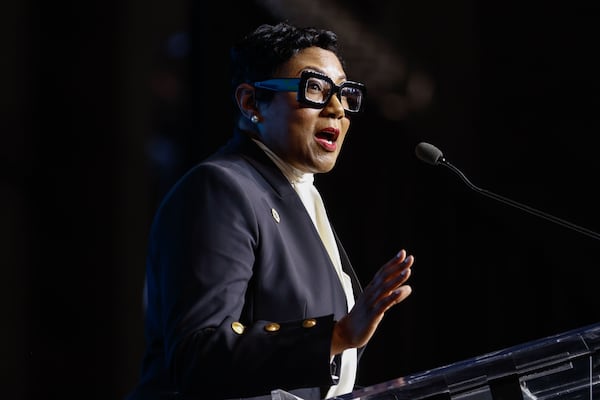 DeKalb County CEO Lorraine Cochran-Johnson, here delivering the State of the County address in May, said the need to borrow billions was "a necessary course correction following decades of underinvestment in our infrastructure." (Natrice Miller/ AJC)