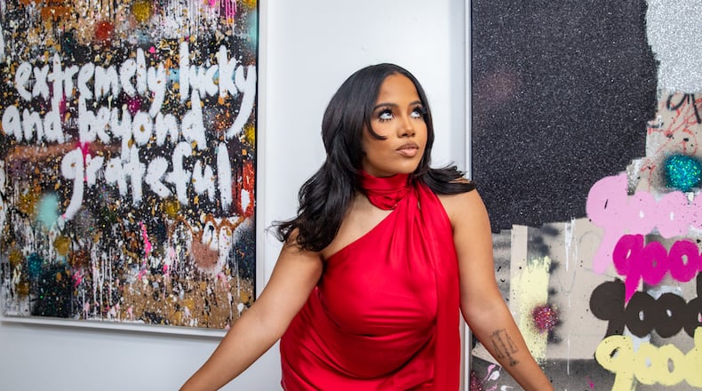 Soulful singer, songwriter Baby Rose gets ready to film her next music video at contemporary visual artist Jeremy Brown's studio in Atlanta on Wednesday, April 19, 2023. Eric Saulsberry filmed the video. Jenni Girtman for The Atlanta Journal-Constitution)