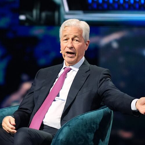 FILE - Jamie Dimon, CEO of JPMorgan Chase, speaks at the America Business Forum, Nov. 6, 2025, in Miami. (AP Photo/Rebecca Blackwell, File)