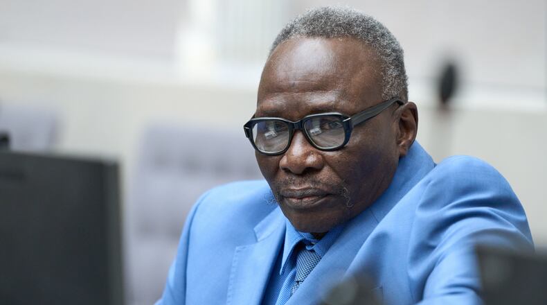 Ali Muhammad Ali Abd al-Rahman, a leader of the Sudanese Janjaweed militia, waits to hear the verdict of the International Criminal Court, ICC, in The Hague, Netherlands, Tuesday, Dec. 9, 2025. (AP Photo/Peter Dejong, Pool)