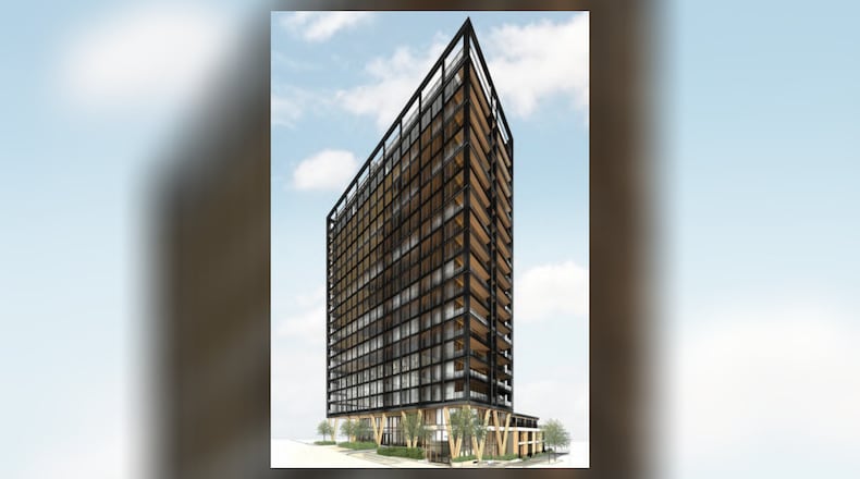 Harbor Bay Ventures is pursuing a plan to build a 20-story mass timber apartment building in Buckhead. Courtesy of Harbor Bay Ventures