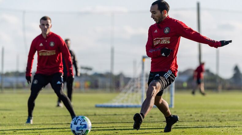 Edgar Castillo training during preseason at IMG Academy in Bradenton, Fla., on Tuesday, January 21, 2020. (Photo by Jacob Gonzalez/Atlanta United)