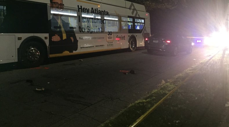 A man was hit by a MARTA bus and a car, police said. (Credit: Channel 2 Action News)