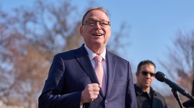 Director of the National Economic Council Kevin Hassett speaks to reporters at the White House, Wednesday, Feb. 11, 2026, in Washington. (AP Photo/Evan Vucci)