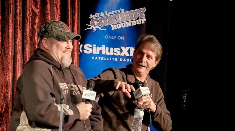OMAHA, NE - DECEMBER 4: Larry The Cable Guy (L-R) and Jeff Foxworthy perform at the Funny Bone for a special comedic conversation to air on SiriusXM's Jeff & Larry's Comedy Roundup Channel on December 4, 2015 in Omaha, Nebraska. (Photo by Eric Francis/Getty Images for SiriusXM)