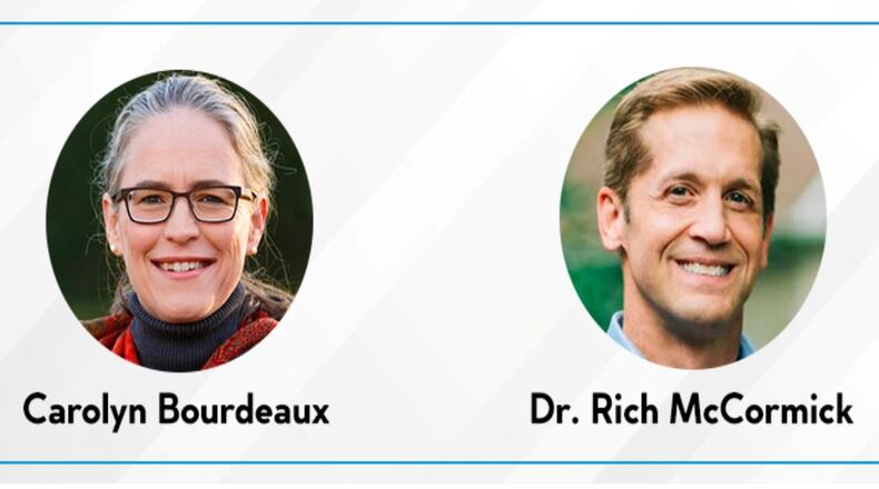 The Gwinnett Chamber will hold their next virtual Candidates Forum 5 to 6:30 p.m. Oct. 7 with the candidates for Georgia Congressional District 7, Carolyn Bourdeaux and Dr. Rich McCormick. (Courtesy Gwinnett Chamber)