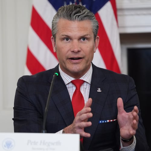 Defense Secretary Pete Hegseth answers a question from a reporter during a roundtable on criminal cartels in the State Dining Room of the White House, Thursday, Oct. 23, 2025, in Washington. (AP Photo/Evan Vucci)