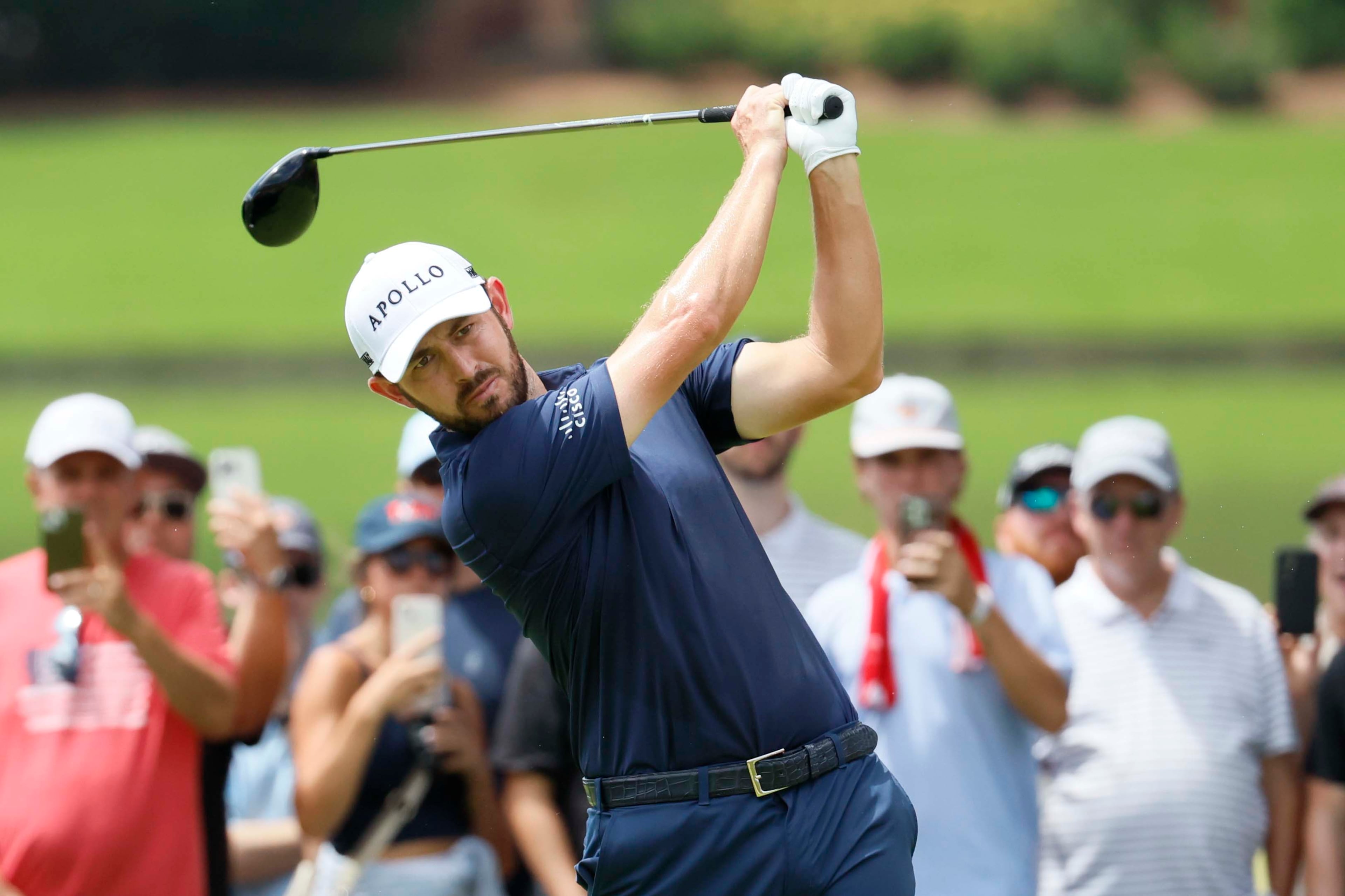 Patrick Cantlay tees off on the fourth hole during the final round of the PGA Tour Championship at East Lake Golf Club on Sunday, Aug. 24, 2025, in Atlanta. (Miguel Martinez/ AJC)