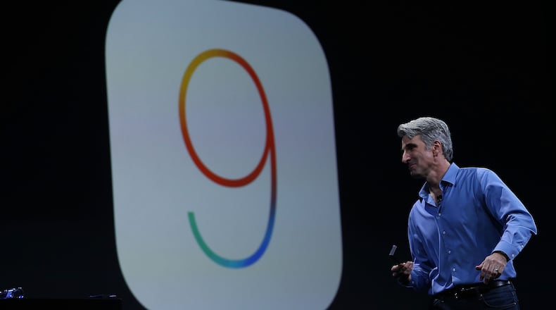 SAN FRANCISCO, CA - JUNE 08: Craig Federighi, Apple senior vice president of Software Engineering, speaks about iOS 9 during Apple WWDC on June 8, 2015 in San Francisco, California. Apple annouced a new OS X, El Capitan, and iOS 9 during the keynote at the annual developers conference that runs through June 12. (Photo by Justin Sullivan/Getty Images)