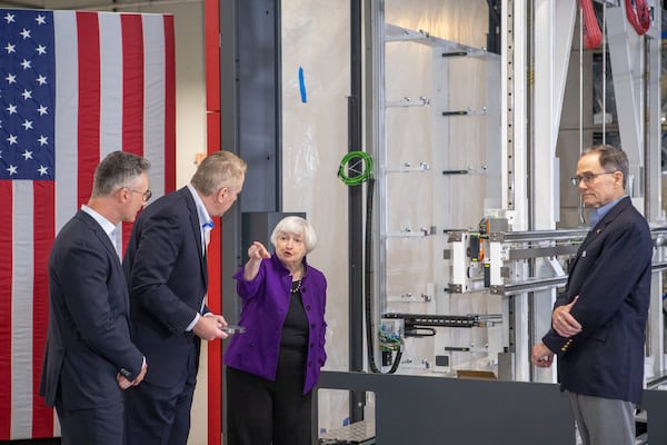 U.S. Secretary of the Treasury Janet Yellen toured Suniva in Norcross on Wednesday.