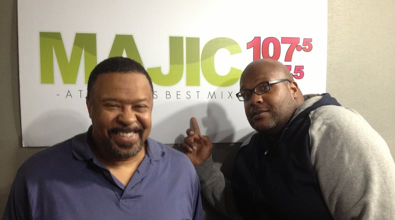 Silas "SiMan" Alexander and Chubb Rock man the afternoon show on Majic 107.5/97.5. CREDIT: Rodney Ho/rho@ajc.com