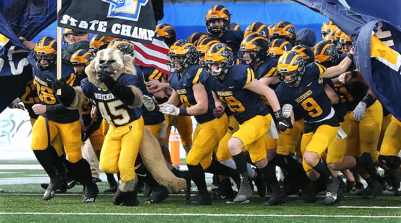 120921 Atlanta: The defending state champs Prince Avenue Christian take the field to play Trinity Christian in their GHSA Class A Private Championship game on Thursday, Dec 9, 2021, in Atlanta. “Curtis Compton / Curtis.Compton@ajc.com”`