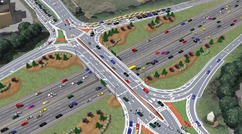 Ashford Dunwoody at I-285 Diverging Diamond Interchange (DDI) construction update. Weather and conditions permitting, motorists are expected to begin crossing over to the opposite side of the road Monday, June 4 when Georgia s first diverging diamond configuration goes into effect at I-285 and Ashford Dunwoody Road to improve traffic flow and safety, the Georgia Department of Transportation (GDOT) and the Perimeter Community Improvement Districts (PCIDs) have announced. The interchange bridge will be closed for removal of asphalt, construction of a pedestrian walkway, paving, restriping and installation of traffic signals beginning at 9 p.m. Friday, June 1 and reopen Monday, June 4 at 5 a.m. for crossover traffic.