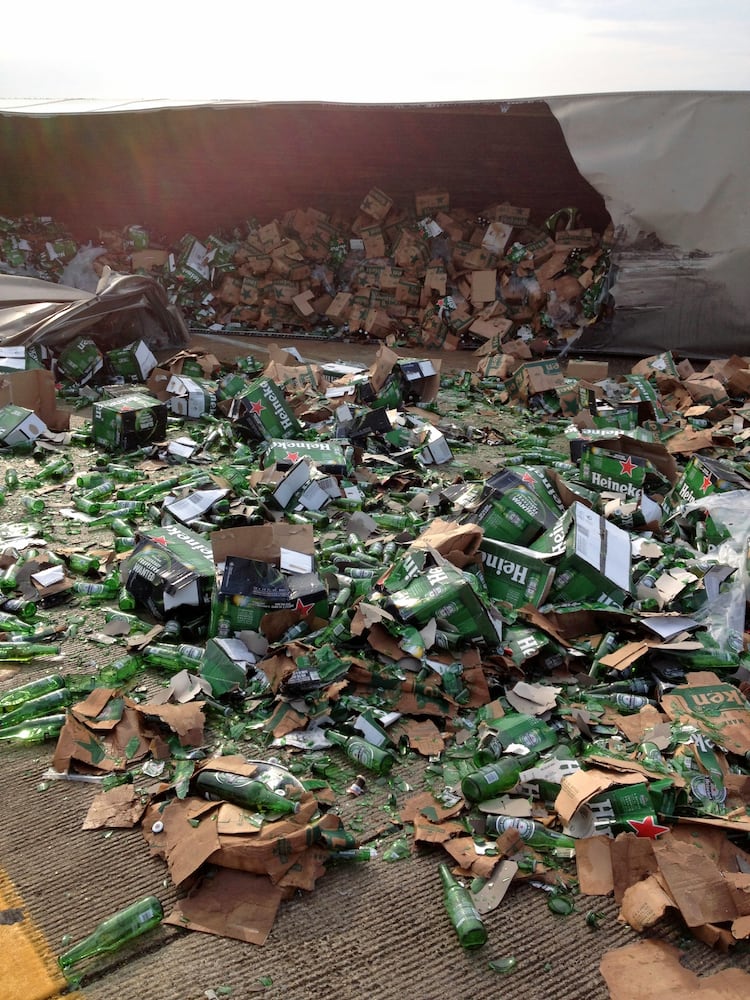 Heineken beer spill on Ohio interstate