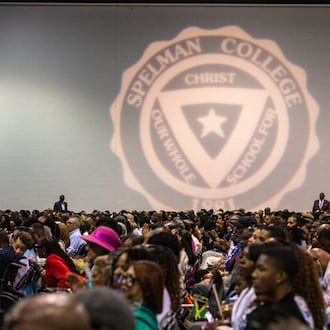 Spelman College holds its 137th commencement at the Georgia International Convention Center on Sunday, May 19, 2024. (Jenni Girtman for The Atlanta Journal-Constitution)