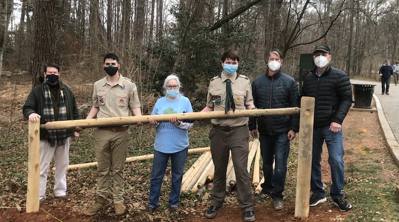 Pictured in the photo from recent groundbreaking activities are (from left) Sandy Springs Mayor Rusty Paul, Will Riley Gibson (Eagle Scout candidate), Trisha Thompson Fox (Friends of Lost Corner), Tyler Morgan (Eagle Scout candidate) and Doug Morgan (Tyler’s father and member of the Sandy Springs Conservancy), and Jack Misiura (Board Chair of Sandy Springs Conservancy)