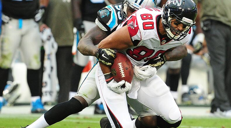 Falcons tight end Levine Toilolo has been targeted on 31 passes, caught 17 for 172 yards and a touchdown.