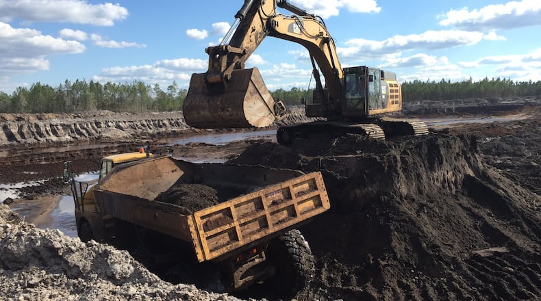 Excavation is underway at Southern Ionics’ open pit mine in Georgia’s Charlton County. The operation recently became one of apparently only two U.S. mines now selling minerals containing strategically important rare-earth elements. Photo courtesy of Southern Ionics