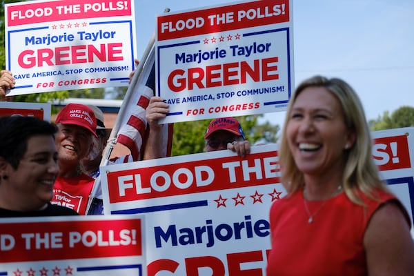 Republican U.S. Rep. Marjorie Taylor Greene campaigned in Rome in 2022. (Arvin Temkar/AJC)