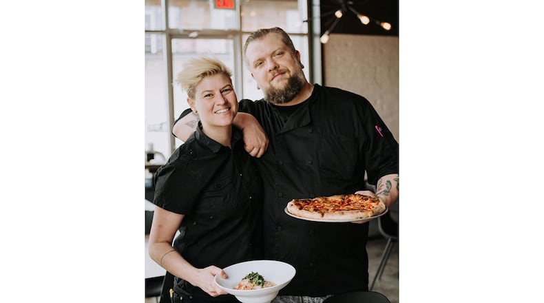 Leslie Cohen, owner-chef of Firepit Pizza Tavern, and executive chef Shaun Whitmer. / Photo by Brynn del Risco