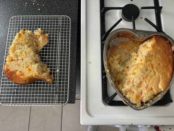 Impatience led to a broken-hearted cake. (Olivia Wakim/AJC)