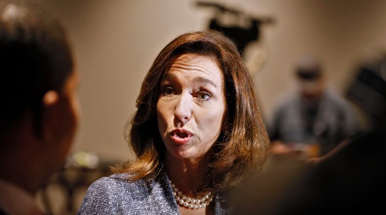 Former Columbus mayor Teresa Tomlinson, a candidate for the U.S. Senate, at a Democratic event in Atlanta last month. Bob Andres, bandres@ajc.com