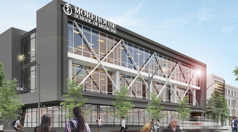 Morehouse School of Medicine is working on a major expansion of the campus that will include housing, a wellness center and retail space. This rendering shows one of the buildings.