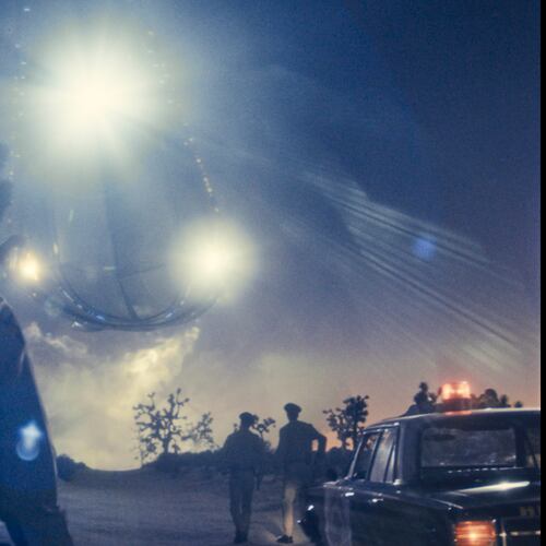 This image released by Universal Pictures shows a scene from "Disclosure Day." (Universal Pictures and Amblin Entertainment via AP)