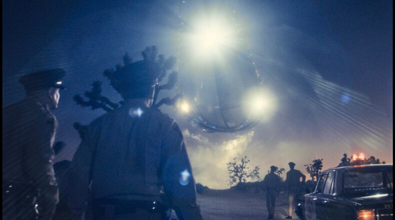 This image released by Universal Pictures shows a scene from "Disclosure Day." (Universal Pictures and Amblin Entertainment via AP)