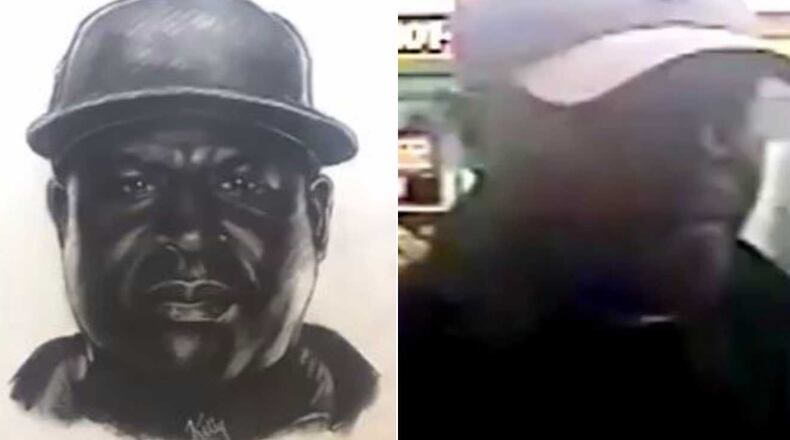 DeKalb County police say this unidentified man committed sexual battery during a robbery of a Decatur-area Little Caesars pizza restaurant.
