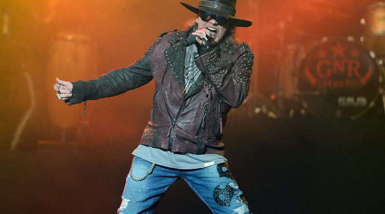 LAS VEGAS, NV - MAY 21: Singer Axl Rose of Guns N' Roses performs at The Joint inside the Hard Rock Hotel & Casino during the opening night of the band's second residency, "Guns N' Roses - An Evening of Destruction. No Trickery!" on May 21, 2014 in Las Vegas, Nevada. (Photo by Ethan Miller/Getty Images)