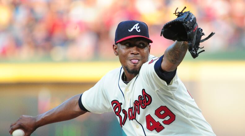 Julio Teheran faced just 23 batters in seven innings of work on Sunday against the Mets. (Photo by Scott Cunningham/Getty Images)