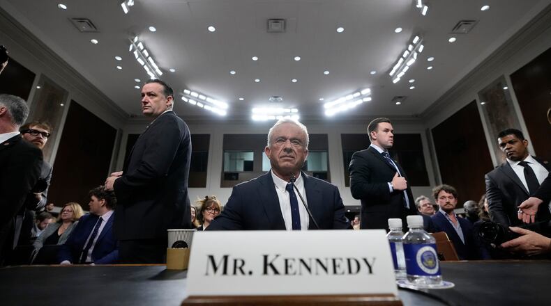 FILE - Robert F. Kennedy Jr., President Donald Trump's choice to be Secretary of Health and Human Services, appears before the Senate Finance Committee for his confirmation hearing, at the Capitol in Washington, Jan. 29, 2025. (AP Photo/Ben Curtis, file)