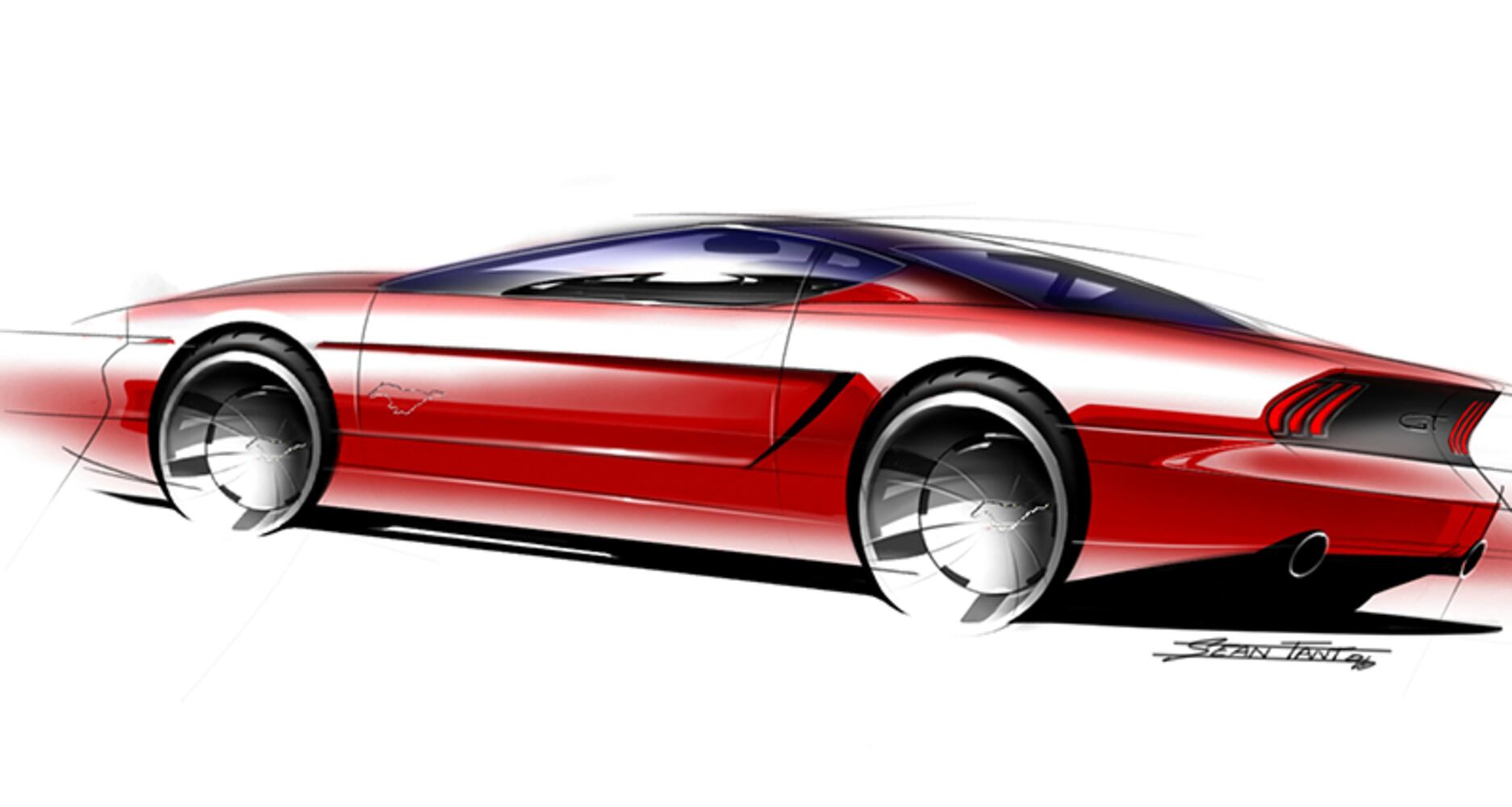 Sketches of Mustangs' changes from 2005-2014